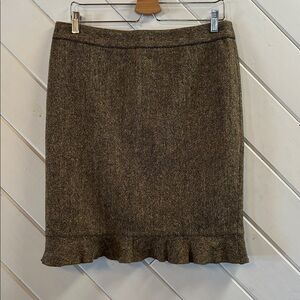 CLUB MONACO Brown Tweed Wool Skirt
